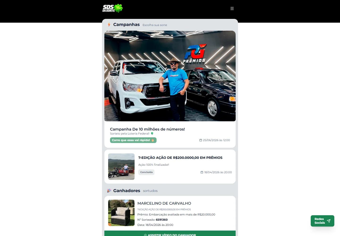 Demonstração desktop da plataforma SDS